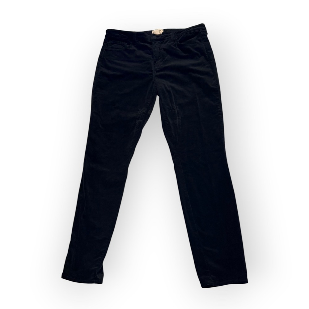 L'AGENCE Black Velvet Marguerite High Rise Skinny Pants 31 Luxe Glam Edgy Fall